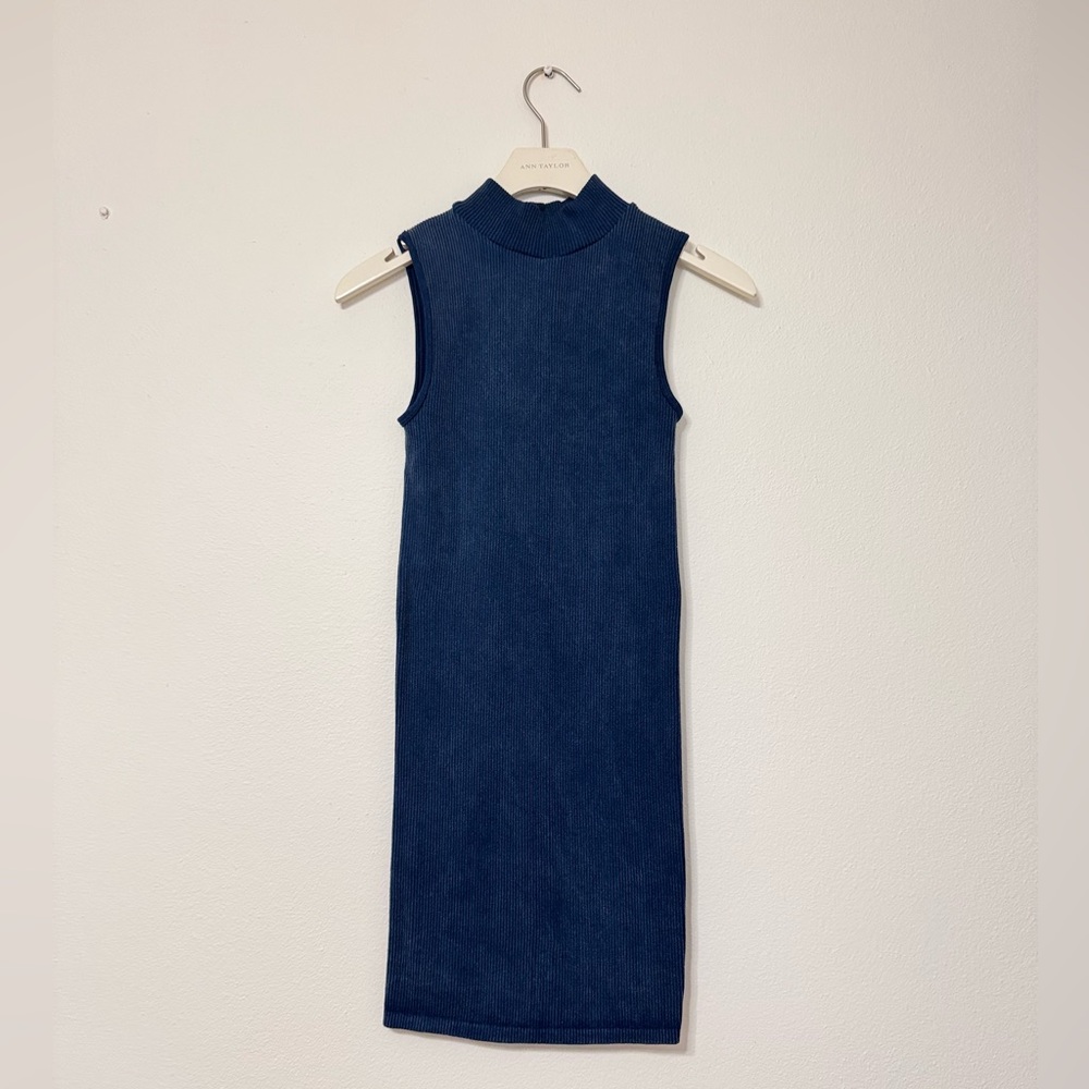 Zara Dark Blue Sleeveless Midi Dress